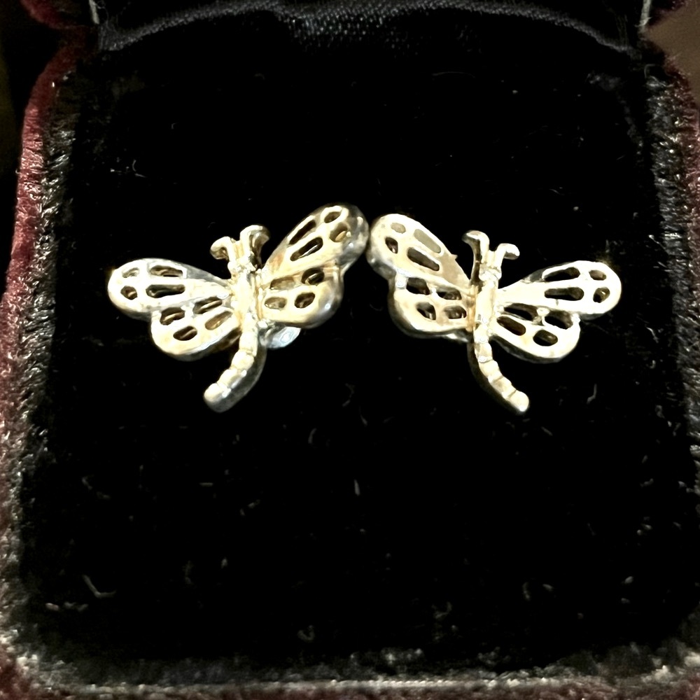 Silver Dragonfly Stud Earrings